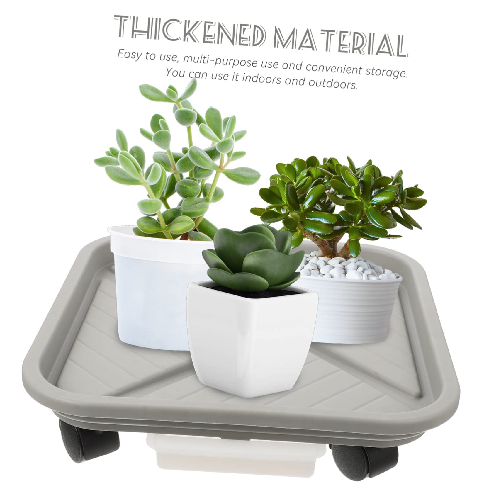 FUNOMOCYA Garden Rolling Planter Trolley Heavy Duty Plastic Plant Roller with Wheels for Use Durable Pot Holder for Easy Plant Up