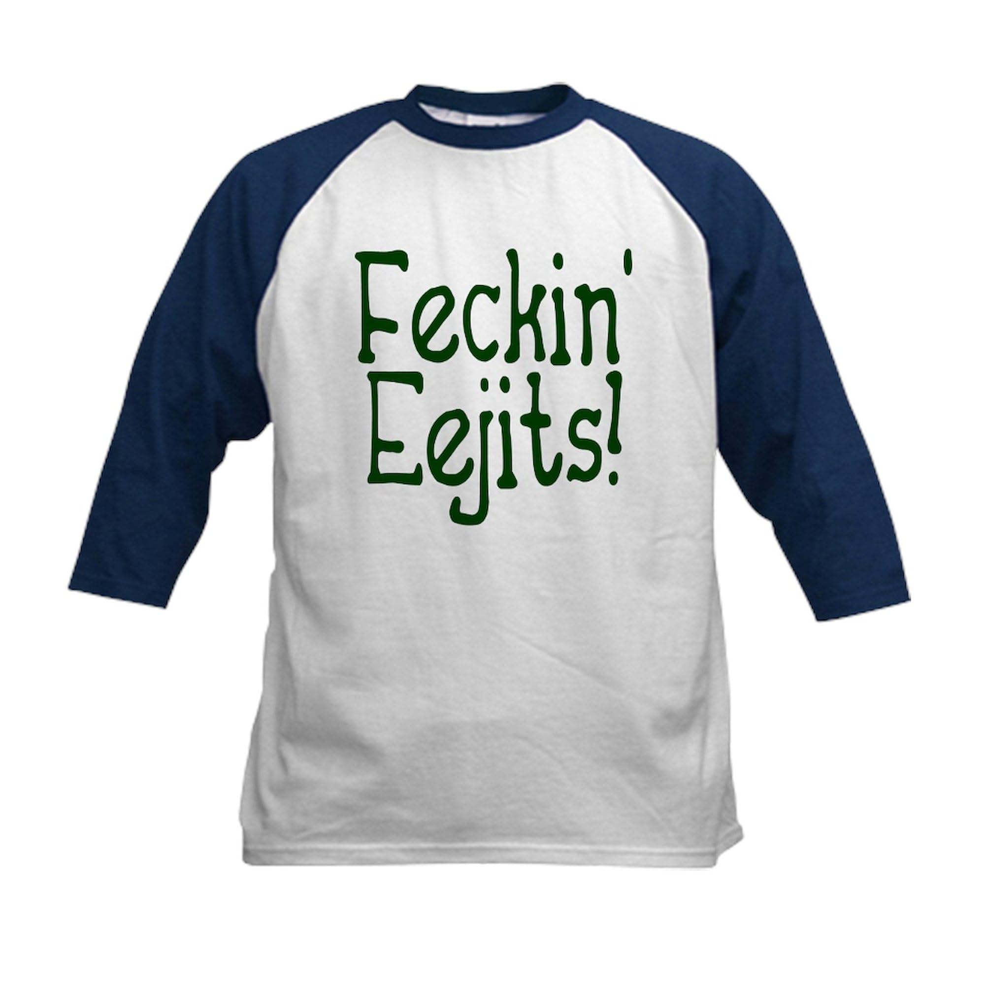 CafePress Feckin' Eejits Kids Baseball Jersey Kids Cotton Baseball Jersey, 3/4 Raglan Sleeve Shirt Navy/White