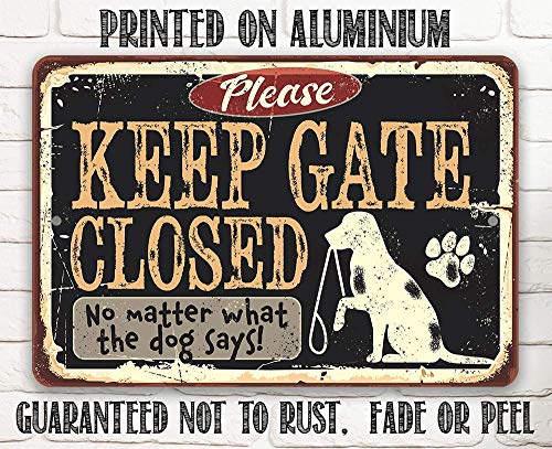 Dog Decor - Keep Gate Closed Dog - Metal Dog Signs For Home Decor - Use Indoor/Outdoor - Dog Sayings Funny Signs - Dog Mom Gifts For Women, Dog Home Decor Dog Lovers Gifts For Women #TOP7