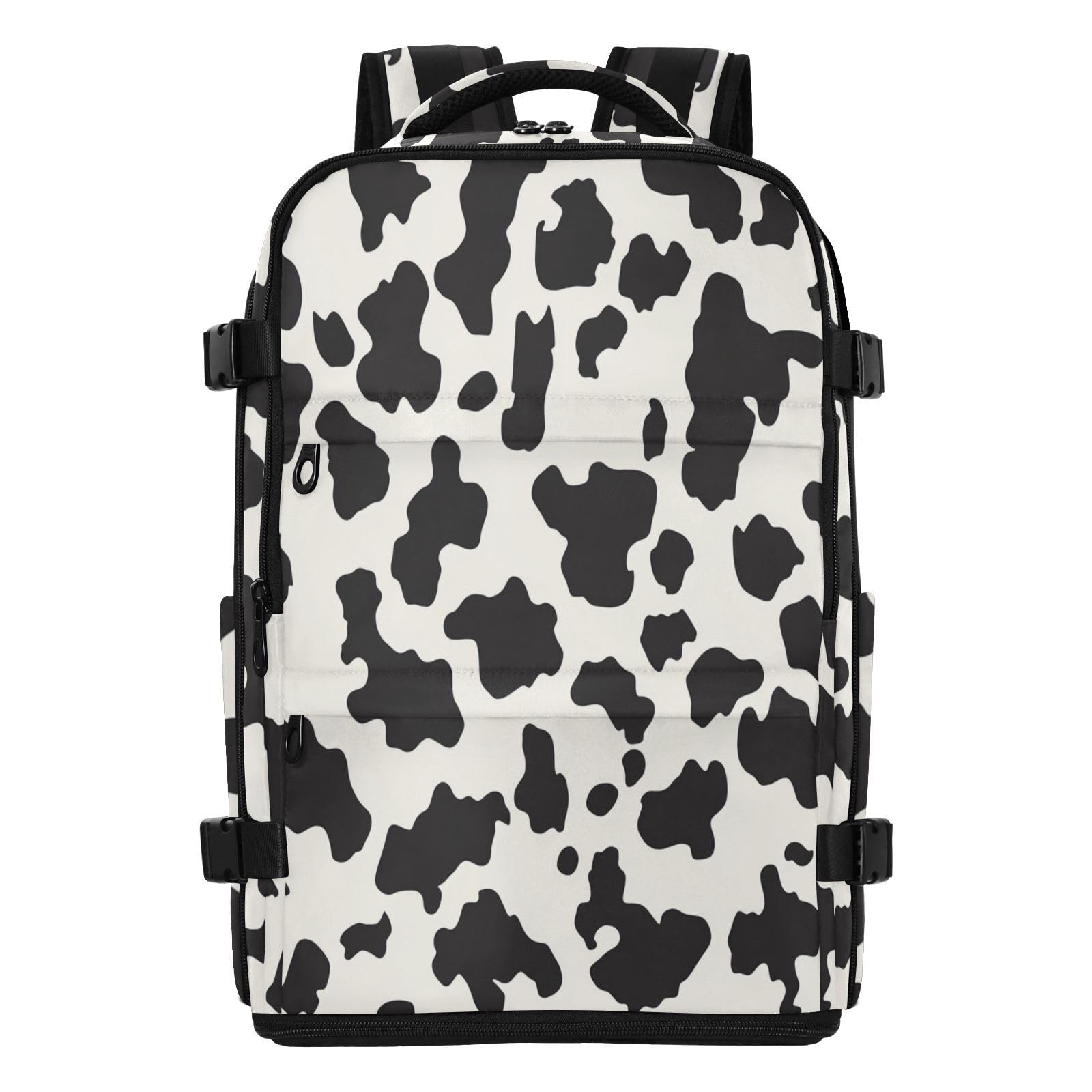 Plecak Torebka Travel Essentials For Men Work 20L | Stylowa torba do szkoły beżowa czarna krowa nadruk 15,6 torba na laptopa do samolotów mochilas para viajes en avion 20L