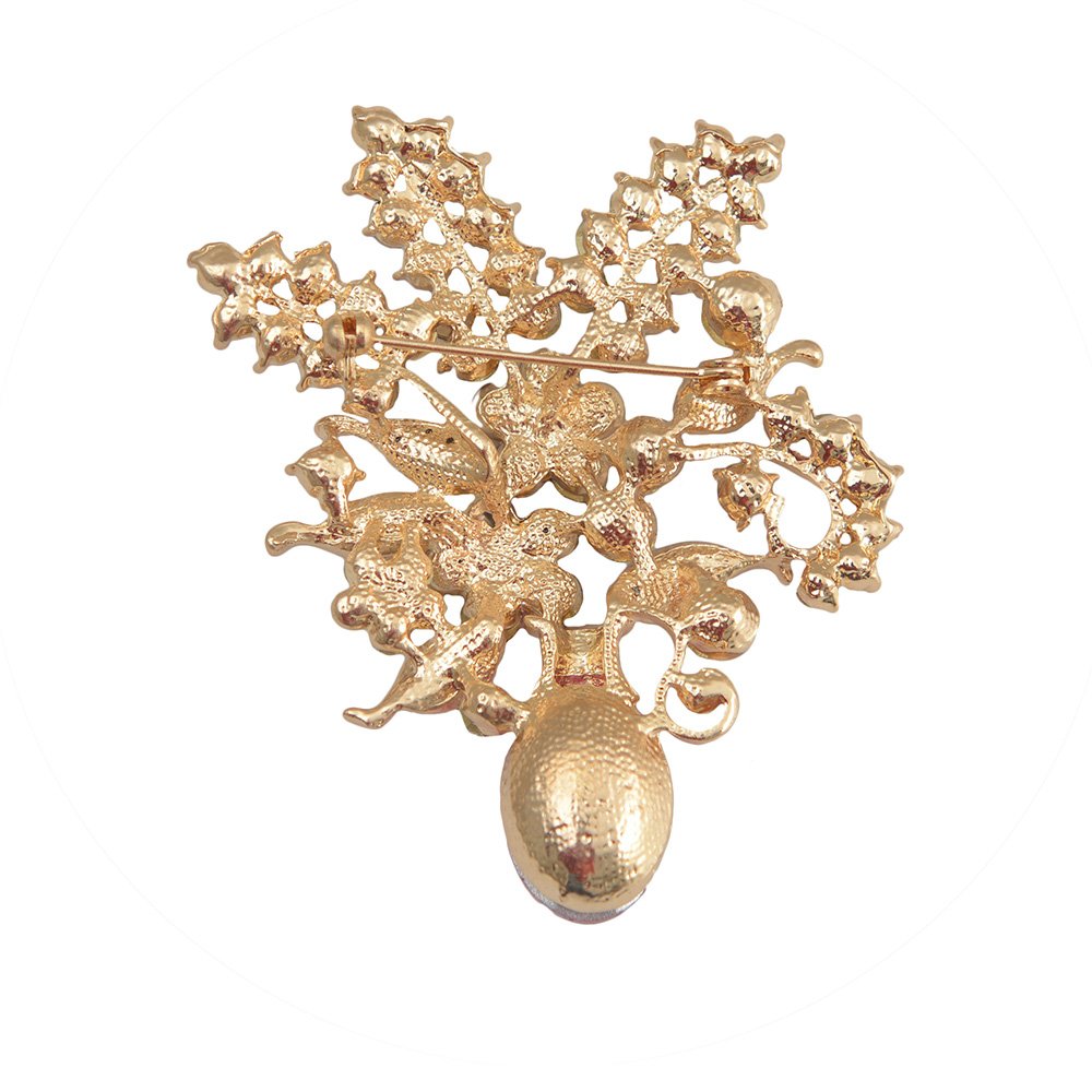 Rhinestone Flower Brooch Pin - Elegant Floral Design