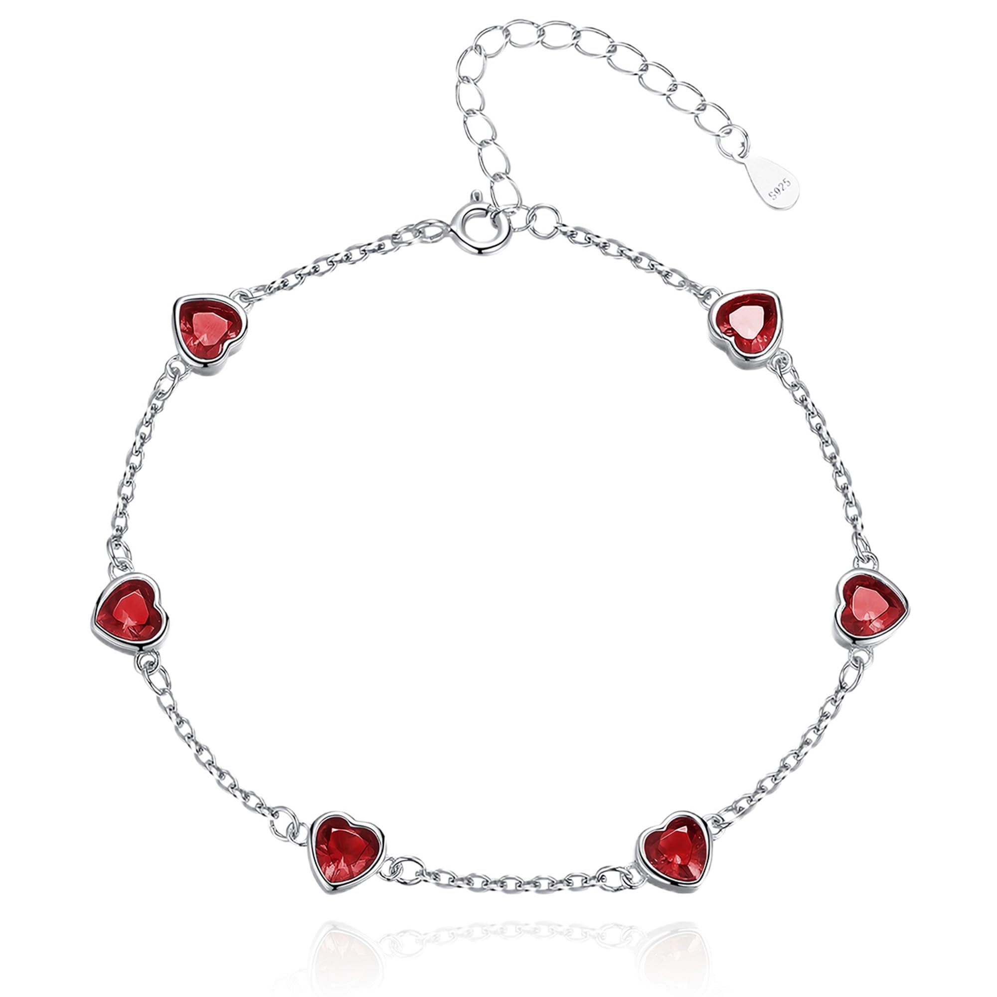 Sterling Silver Diamond Heart Bracelet