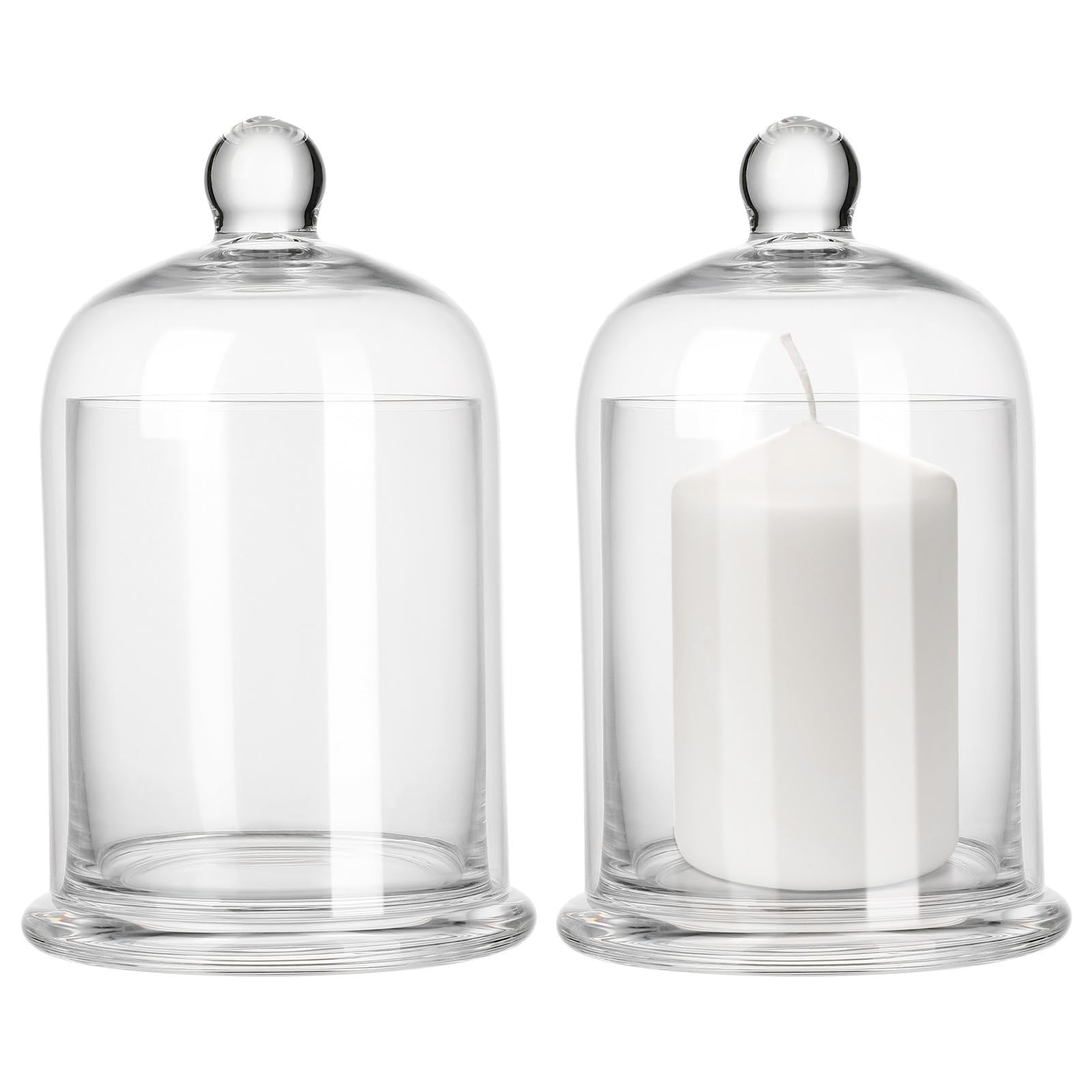 VILLCASE Portavelas de Cristal Diseño Romántico y Sencillo 2 Juegos y Ambiente Acogedor en Vidrio para Fiestas, Decoraciones Obsequios