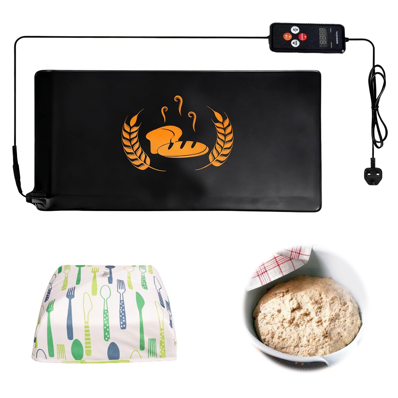 Bread Proofer Warming Mat 53x25cm,Sourdough Starter Warmer Mat 68-131℉ Adjustable Temperature Sourdough Heating Mat,Bread Proofer for Baking,Dough Rise, Food Drink Warm with Heat Preservation Cover