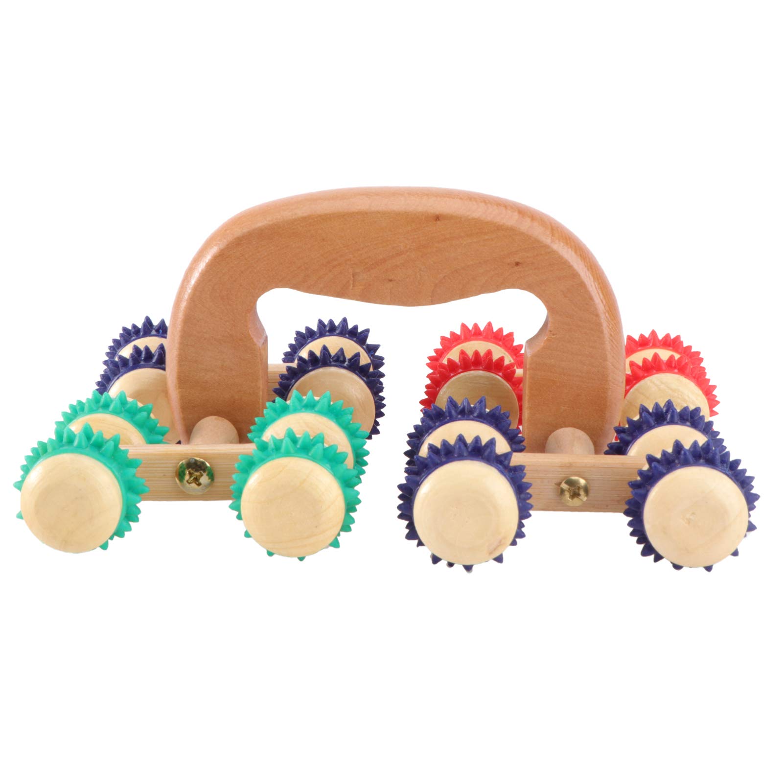 EXCEART Masajeador de Cuerpo Completo para Espalda Cuello de Madera Rodillo de Mano Portátil de Madera para El Cuello Pie Pierna Brazo Masajeador Alivio para Dolor de Músculos Herramienta
