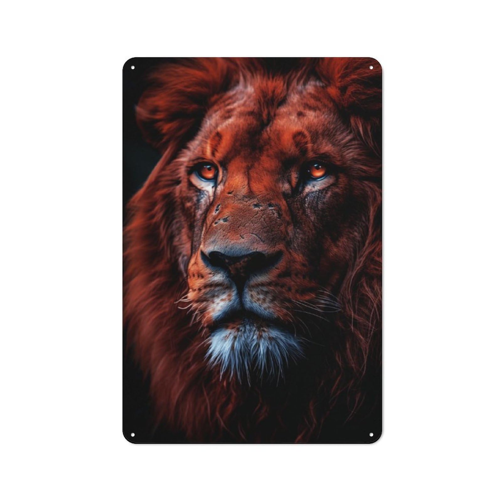 Junmoney Fierce Lion Portrait Rustic Metal Sign 30X20cm For Lounge Or Reading Corner, For Reading Corner Decorators