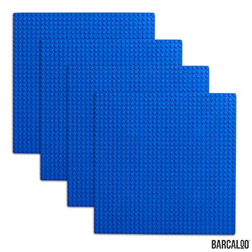 Barcaloo 10 Inch X 10 Inch Baseplate For Building Bricks - Blue 4 Pack Classic Baseplates Compatible With All Major Brands #TOP1