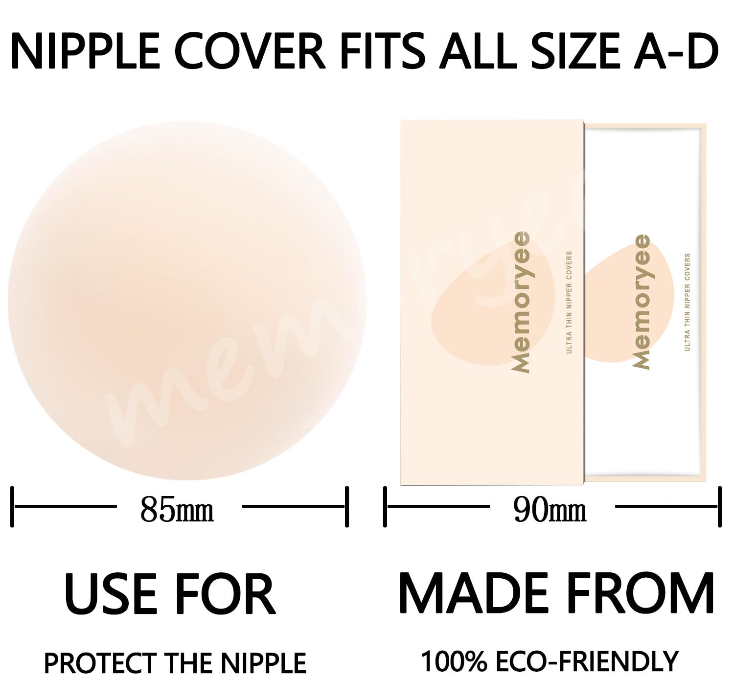 Memoryee Pezoneras, Ultra Finas Cubre Pezones para Mujer Pastillas Cubierta Silicona Adhesiva Reutilizable Sujetadores Invisible Pasties Pétalos Pecho con Caja de Regalo [8 cm]