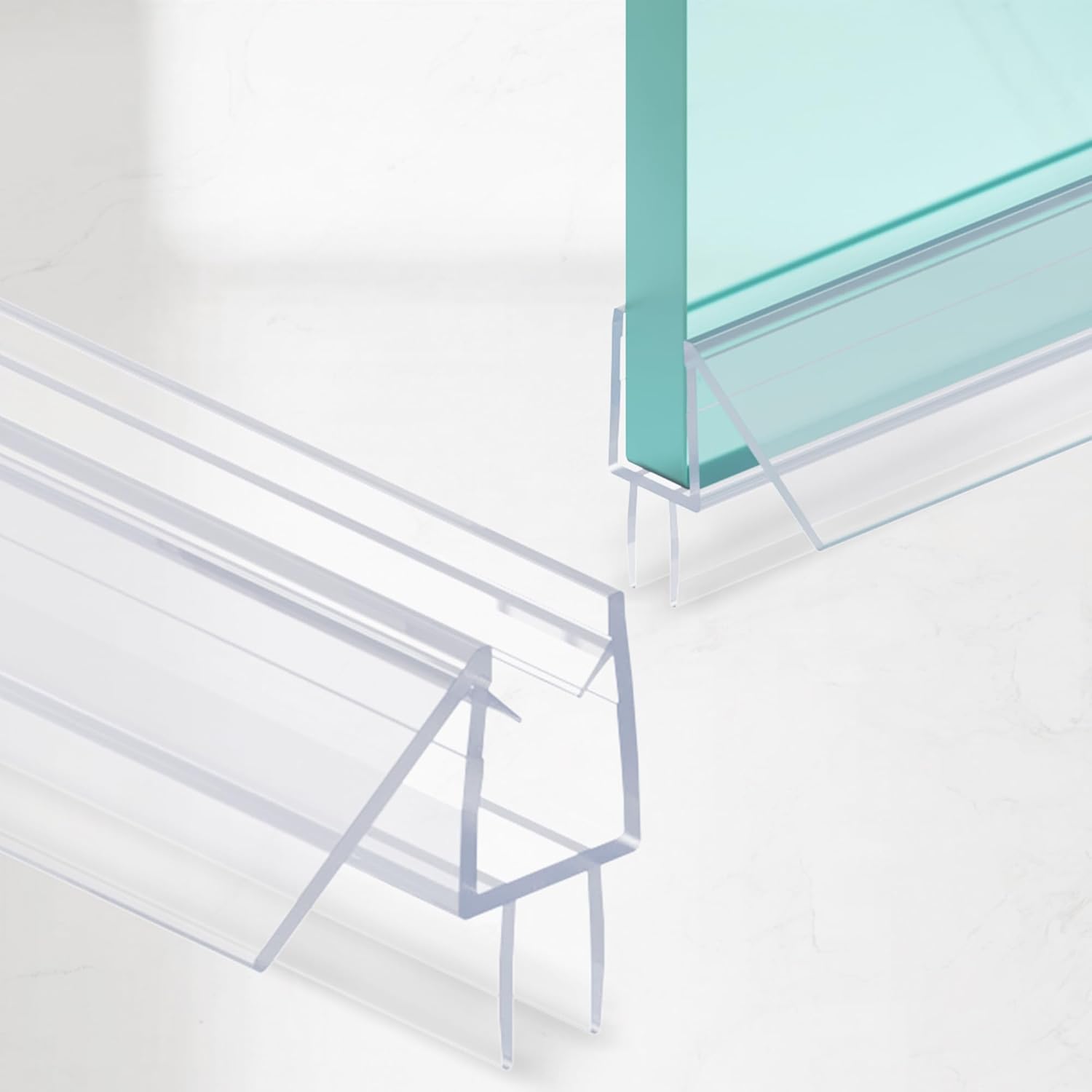 2-Pack Shower Door Bottom Seal, (5/16" x 39") Ultra Clear Glass Shower Door Seal Strip, Stop Leaks and Create a Water Barrier