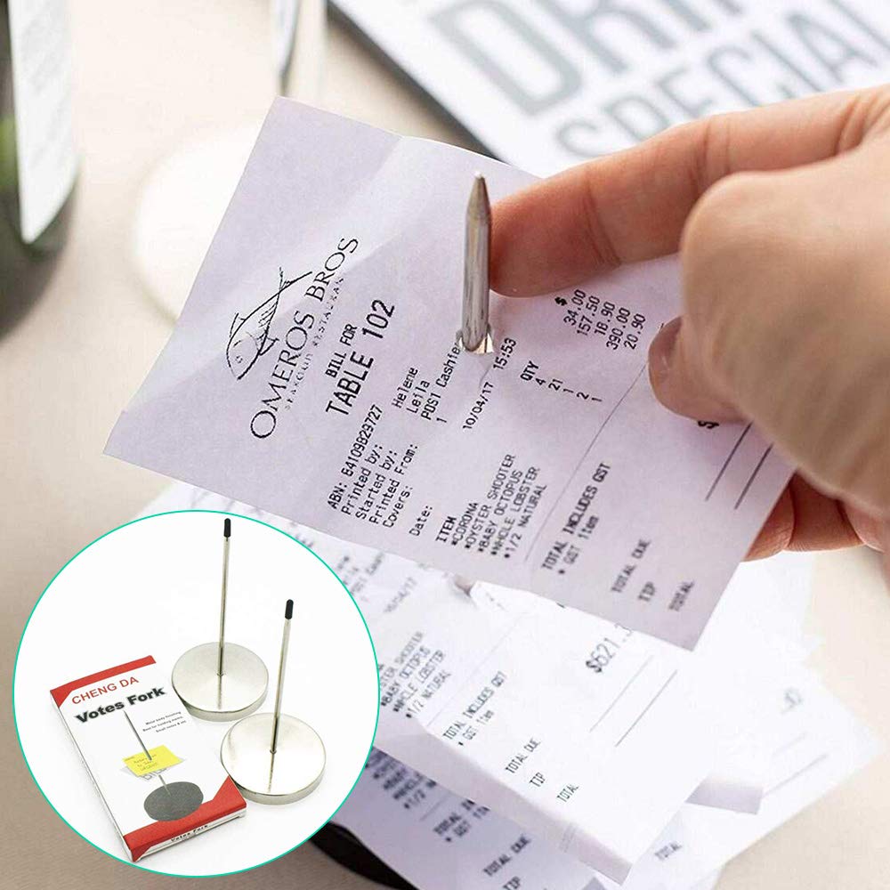 3 Pcs Receipt Spike Paper Spike Receipt Holder, Silver Straight Rod