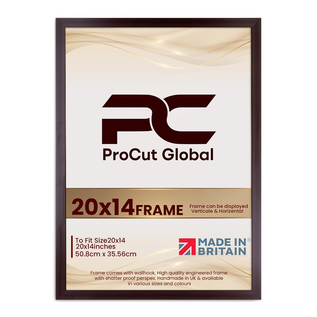 Procut Global 20X14 Rose Wood Picture Frames - Modern Wooden Photo Frame with Shatterproof Perspex for Wall or Tabletop - Perfect for Posters, Certificates, Prints - Sizes & Colors Available