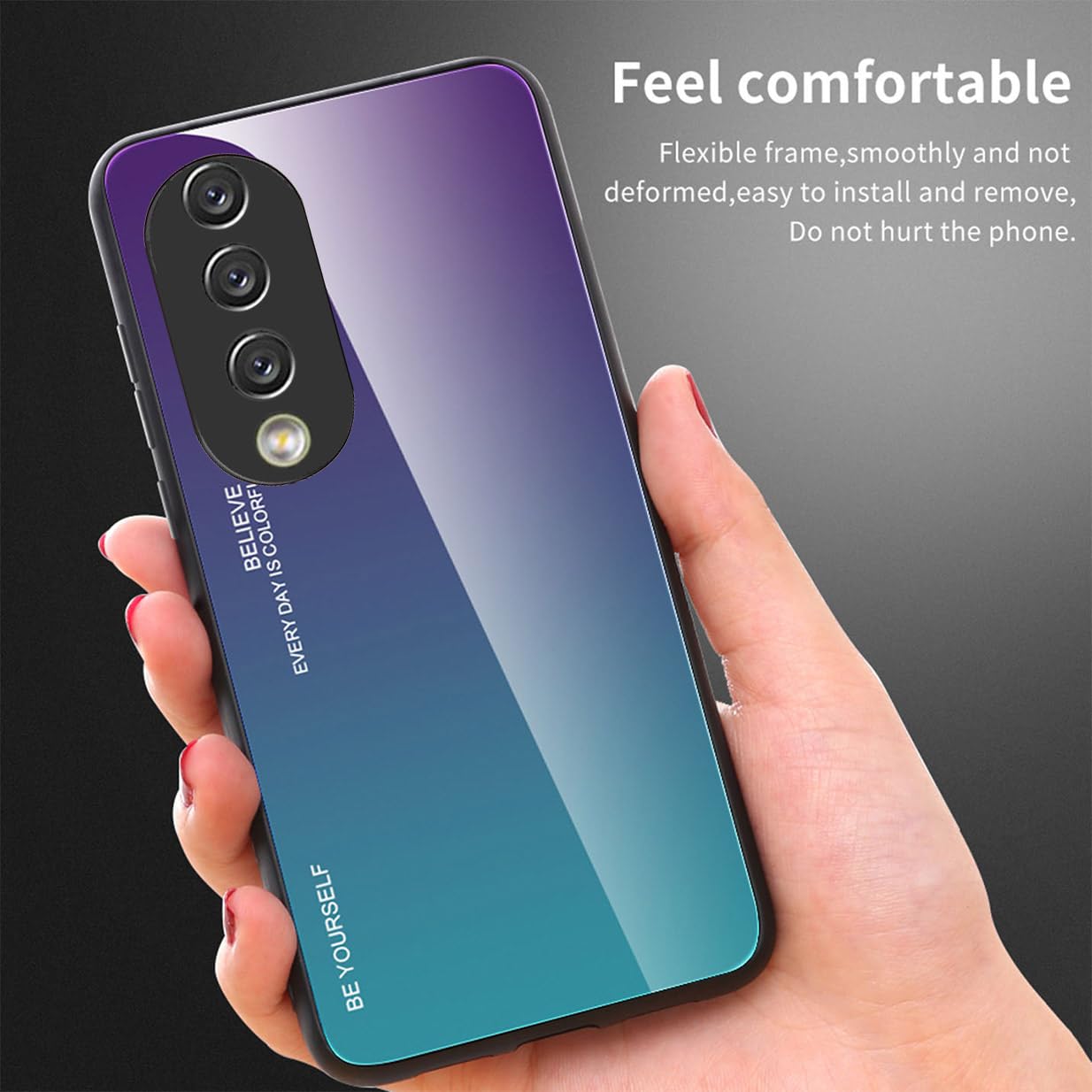 Per Samsung Galaxy A14 5G Custodia per telefono in vetro a colori sfumati (rosso nero
