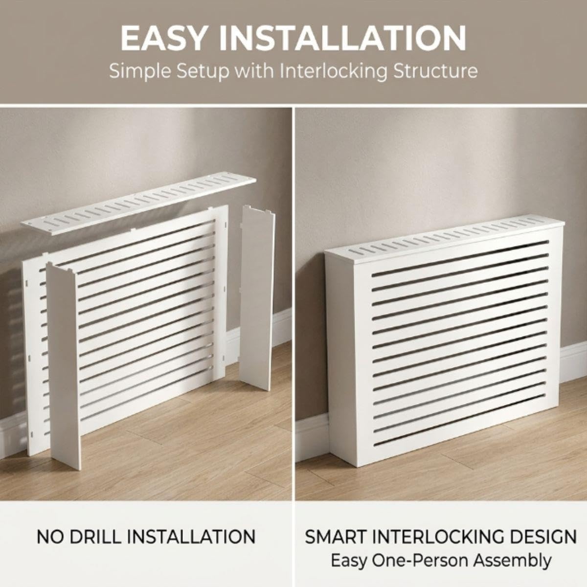 Cache Radiateur en MDF avec Lattes pour une Circulation d'Air Optimale