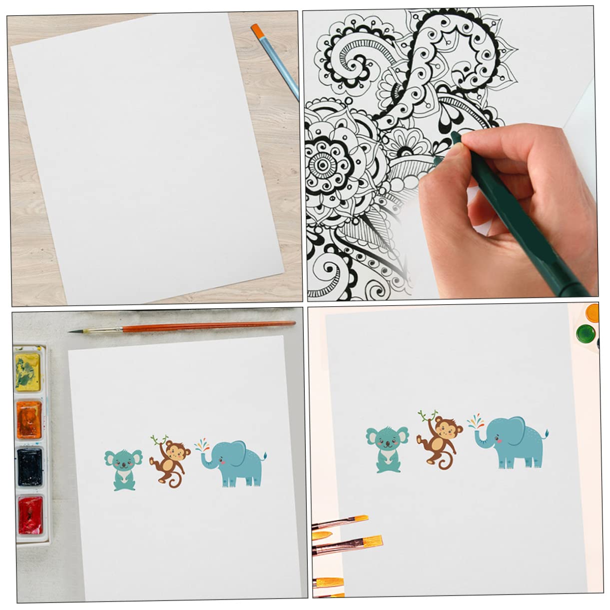 SHINEOFI Papier Aquarelle Blanc 2 Paquets 100 Feuilles Papier à Dessin Épais Format 16k pour Garçon et Filles pour Graffiti et Usage Scolaire
