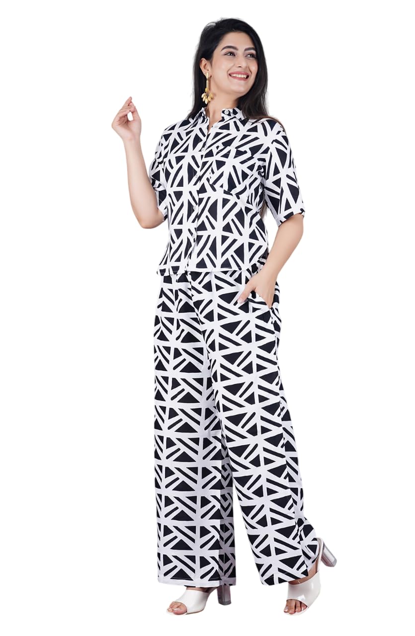 Women's Modal Printed Co-ord Set, Shirt and Palazzo-image-30