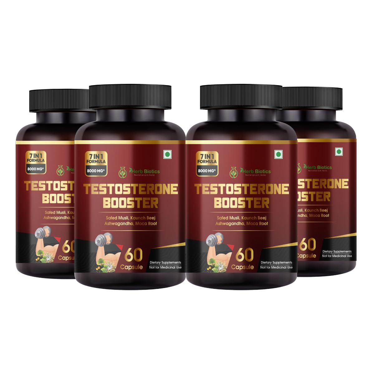 Herb Biotics 7 in 1 Premium Testo Supplement - Equivalents to 8000 mg Powder -Added Ginseng,Ashwagandha,Gingko Biloba,Maca, Gokushra,Black Pepper - For Strength,Stamina (Pack of 4) (B0CTHKW2R8) Amazon Price History, Amazon Price Tracker