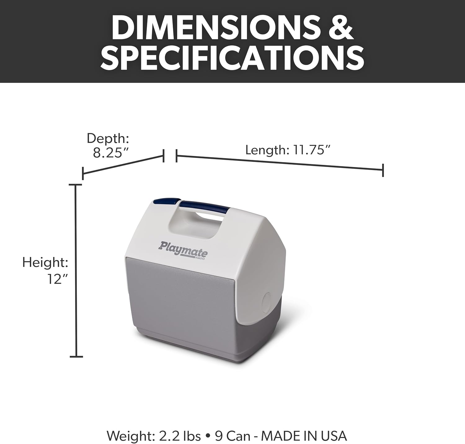 Igloo Classic Playmate Coolers | Insulated Hard Shell Cooler Chest Gray 7 Qt - 9 Can