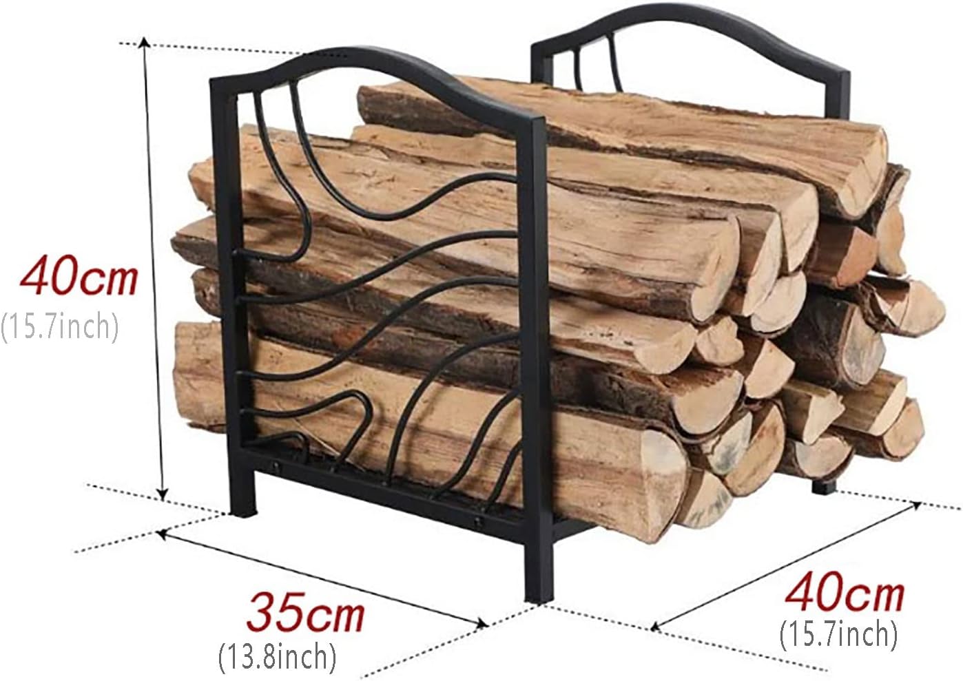 Black Metal Firewood Log Holder for Garden Wood Storage Solid Wrought Iron Firewood Rack for Living Room Fireplace with Log Burner Accessories.,