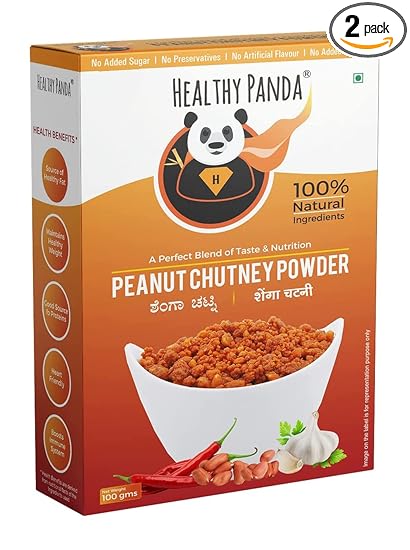 HEALTHY PANDA Uttar Karnatakas Famous Pounded Peanut Garlic Chutney Powder/Groundnut Chutney Powder/Shenga Lasun Chutney, 100 g x Pack of 2