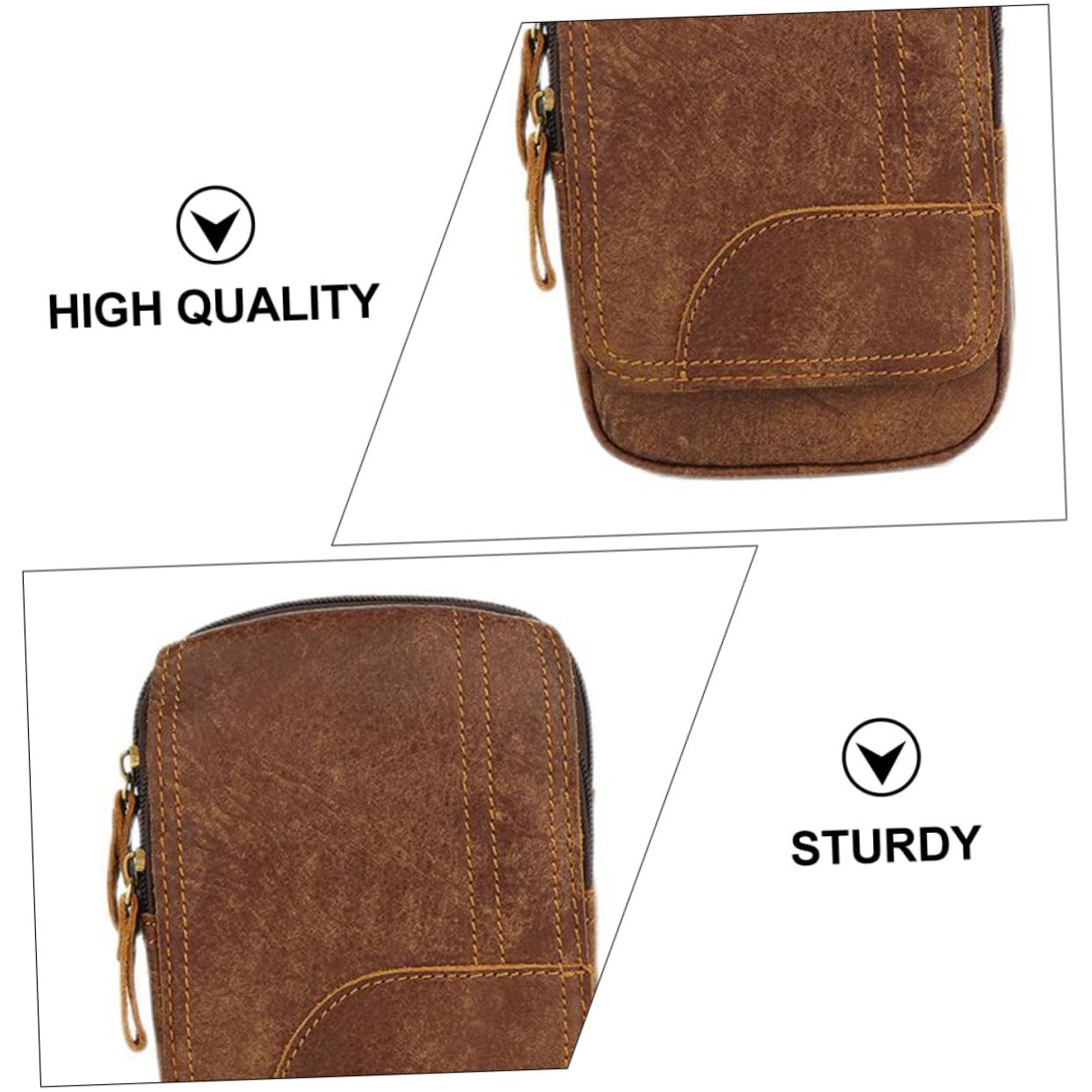 GALPADA Banane Extérieure Rétro pour Homme en Cuir Marron, 1 Pièce