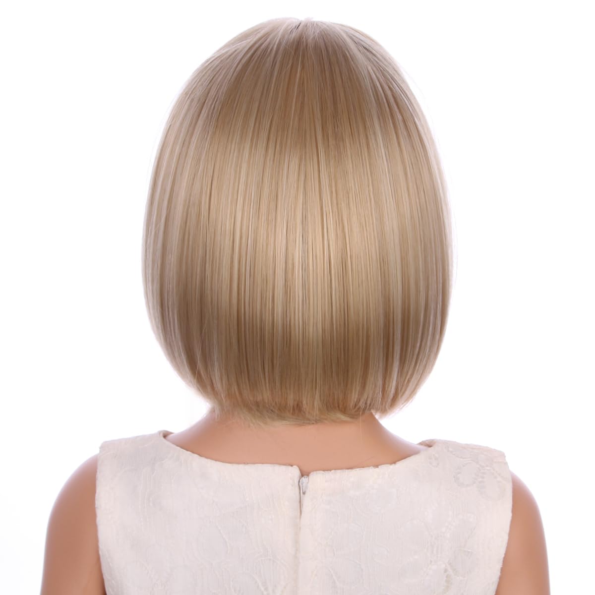 PATTNIUM Kids Blonde Bob Wig Child Short Straight Blonde Bob Wigs for Girls Cosplay Party Daily Wear Heat Resistant Synthetic Wigs