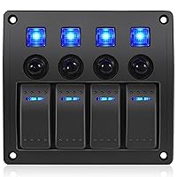 Vista 8 de Panel de interruptor de barco marino impermeable, paneles de disyuntor de 8 bandas, 12 V/24 voltios de encendido/apagado LED azul, panel
