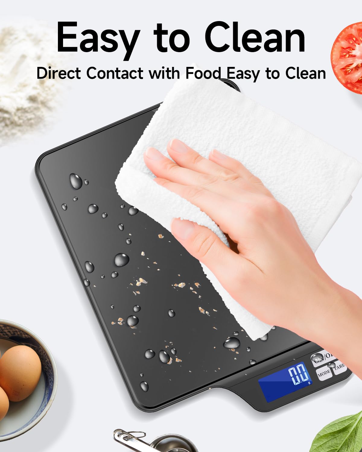 Large 5kg/11lb Kitchen Scale with 0.1g/0.01oz High Precision, USB Rechargeable Food Scale, Stainless Steel Pan, with Tare Function,for Baking Cooking Coffee Package Postage