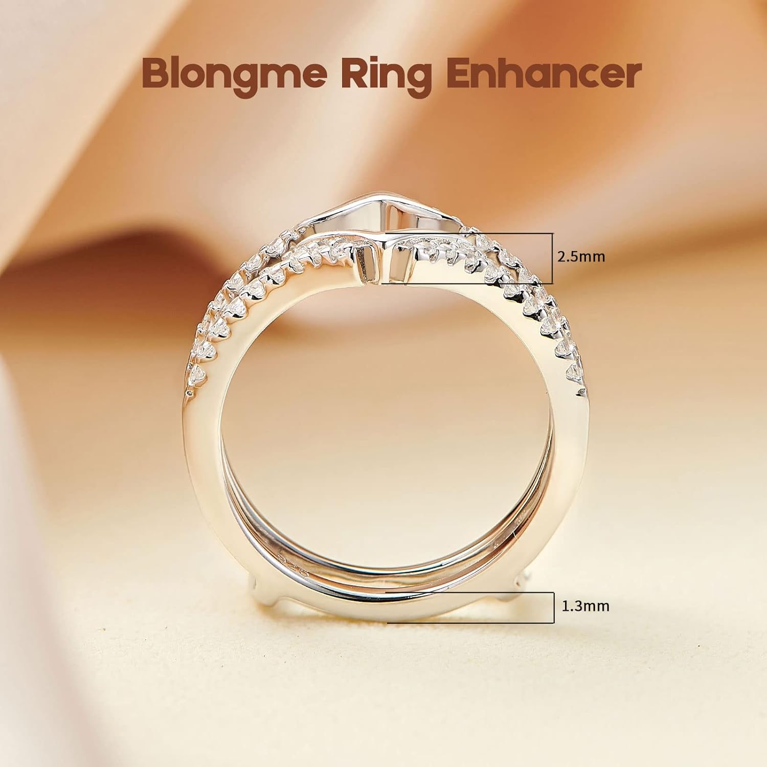 Wedding Ring Guard Enhancers Engagement Rings for Women Stackable Cubic Zirconia Half Eternity Curved Bands 925 Sterling Silver Size 5-10 - Image 7