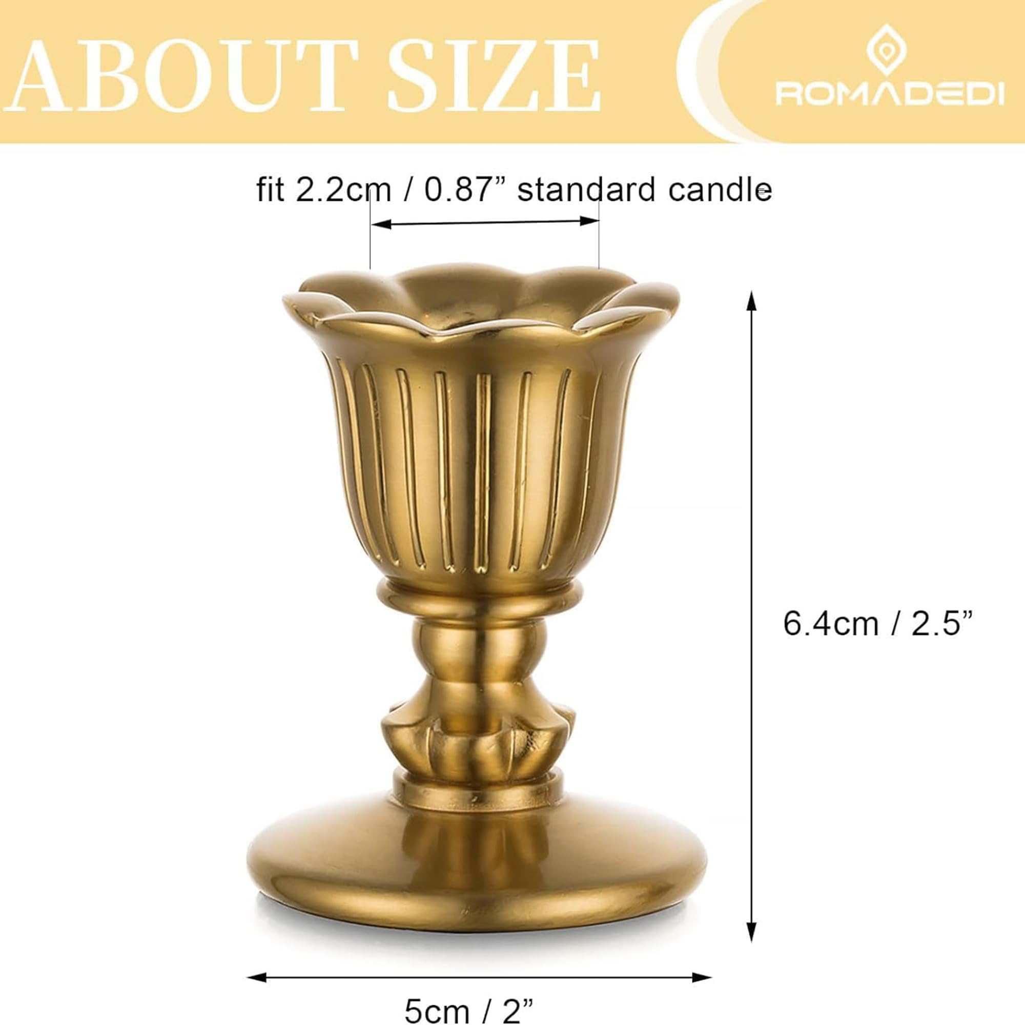 Vintage Kaarsenhouder Brons voor Kandelaar - Romadedi Set van 2 Rustieke Gouden Kaarsenstokken voor Retro Victoriaanse Antieke Decoratie Eettafel Kerst Bruiloft Middenstuk Woonkamer