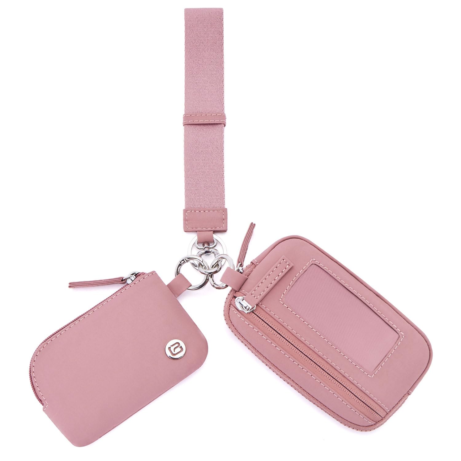 POIUGOYA Nylon Wristlet Wallets, Dual Pouch Keychain Wristlet Wallet, RFID Small Wallet With Coin Pouch,ID Window For Travel