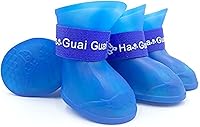 Vista 3 de Botas de lluvia de goma antideslizantes y impermeables para perros, color caramelo, cubierta para patas (negro, L)