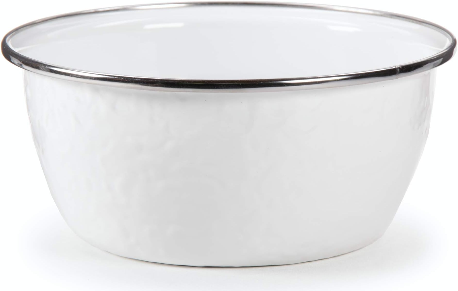 Golden Rabbit Enamelware White Swirl on White 3C Salad Bowl Cereal Bowl