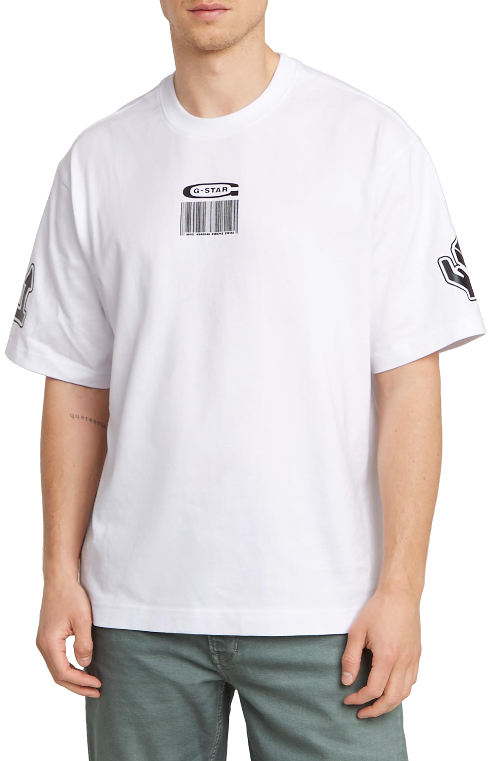G-Star Men's Barcode Boxy T-Shirt, White (white D25977-D959-110), L