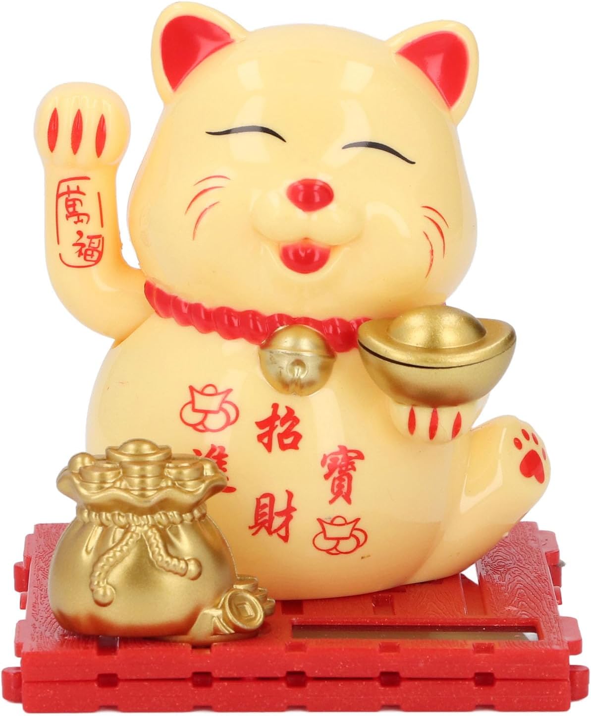 Cryfokt Solar Lucky Cat, Waving Arm, Vivid Lovely Chinese Cat, Wealth Fortune Good Luck for Home Car Shops Stores Display Lucky Wealth Welcoming Cat for Home Office Car Decor, Solar