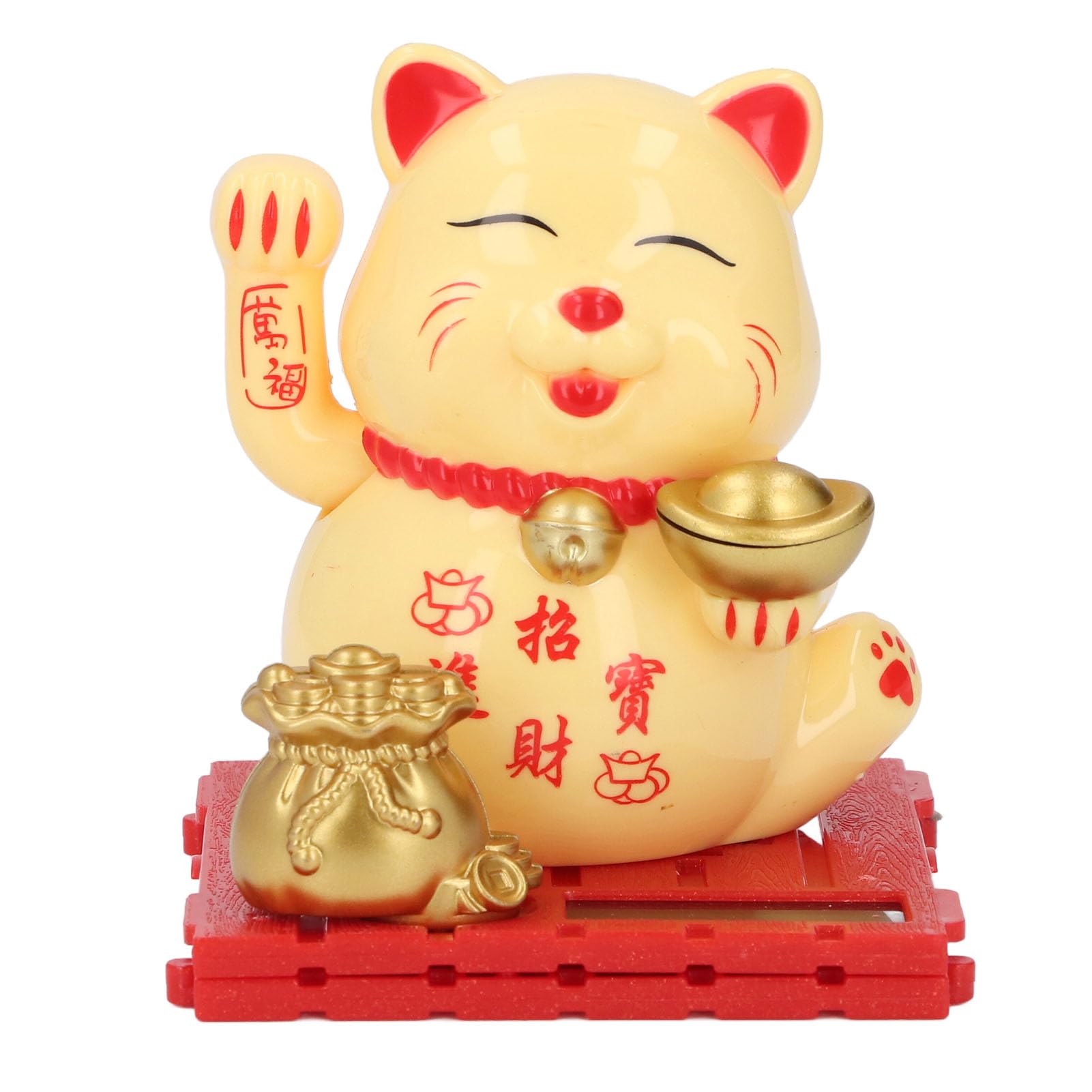 Cryfokt Solar Lucky Cat, Waving Arm, Vivid Lovely Chinese Cat, Wealth Fortune Good Luck for Home Car Shops Stores Display Lucky Wealth Welcoming Cat for Home Office Car Decor, Solar