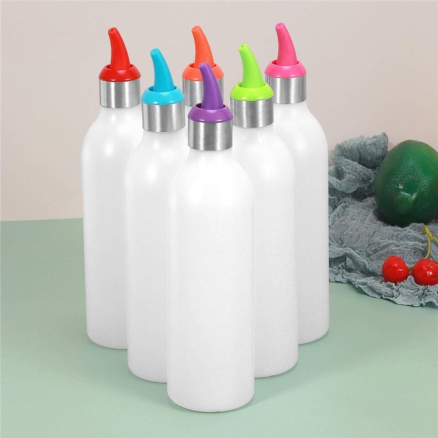 Squeeze Bottle 450ml Plastic Clear Easy Squeeze Condiment Dispenser Bottle BBQ Kitchen Silicone Dinnerware(D)