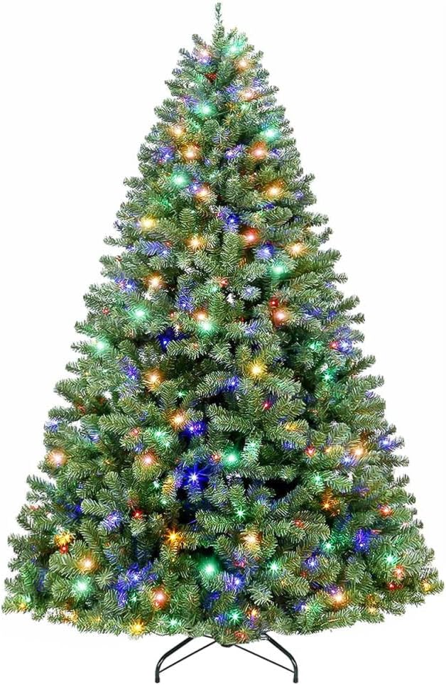 Hykolity 6.5 ft Prelit Christmas Tree, Holiday Decoration w/ 350 Color Changing LED Lights, 1100 Branch Tips, Metal Stand and Hinged Branches, 10 Color Modes Hykolity 6.5 ft Prelit Christmas Tree, Holiday Decoration w/ 350 Color Changing LED Lights, 1100 Branch Tips, Metal Stand and Hinged Branches, 10 Color Modes