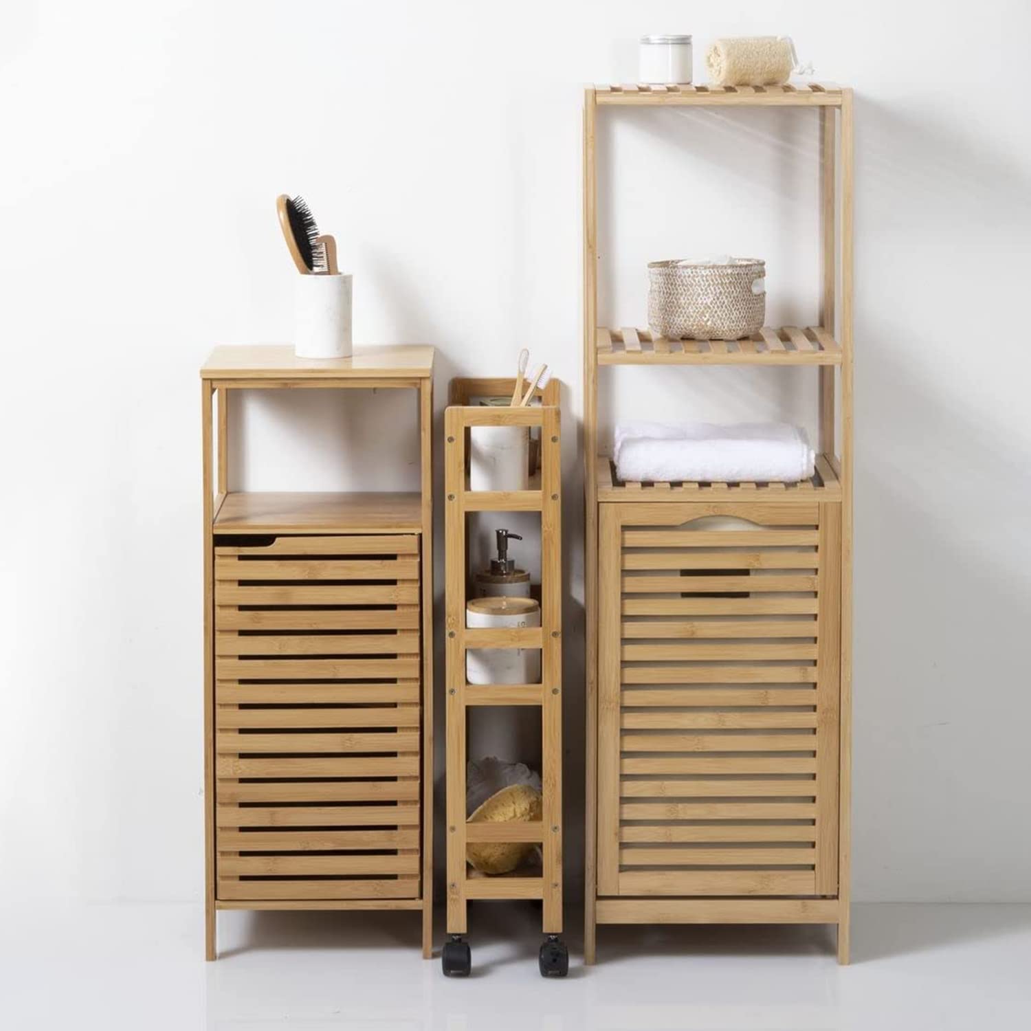 TIENDA EURASIA - Mueble Auxiliar con Ruedas, Estanteria de 3 Alturas, Mueble Auxiliar Baño, Estanteria Cocina Madera 36 x 15 x 74 cm con Ruedas, Carros de Almacenamiento