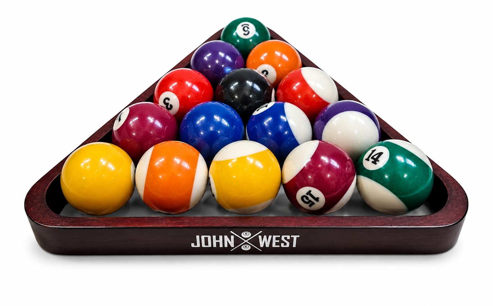 John West Triangolo per palle da biliardo 57 mm Mogano