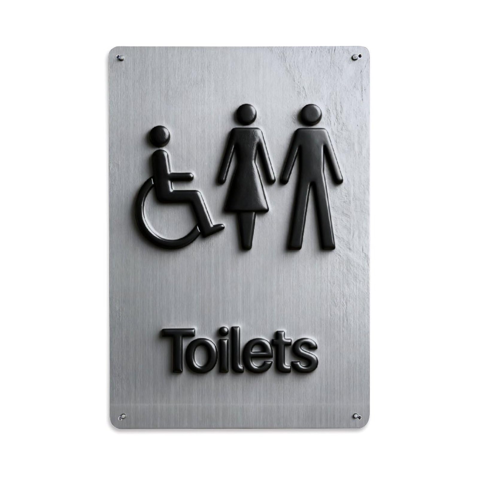 Toilet Sign With Symbols Vintage Metal Tin Sign Retro Wall Decor, Bar Garage Cafe Kitchen Home Wall Art Poster Decoration 8x12inches