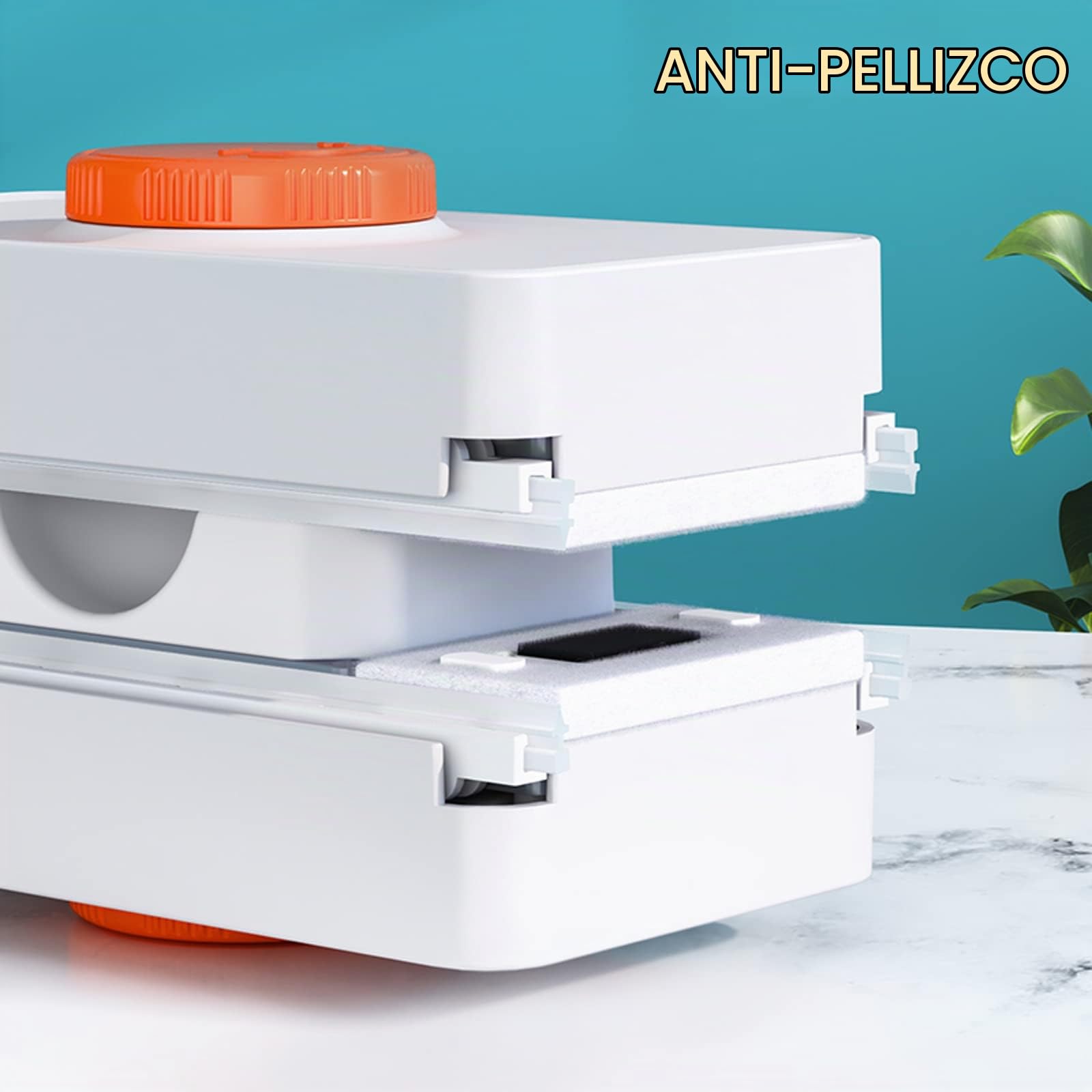 Limpia Cristales Magnético con 120cm Mango Telescópico y Cabezal Giratorio Cepillo para Limpiar Ventanas, Vidrio de Doble Cara, Automóvil, Ducha,5-35mm,Gris
