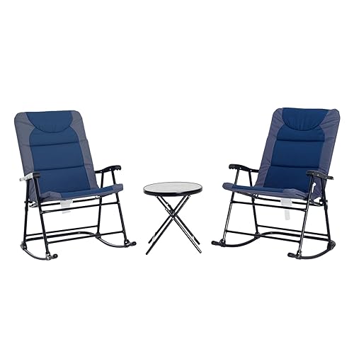 Outsunny 3 Piece Outdoor Patio Furniture Set with Glass Coffee