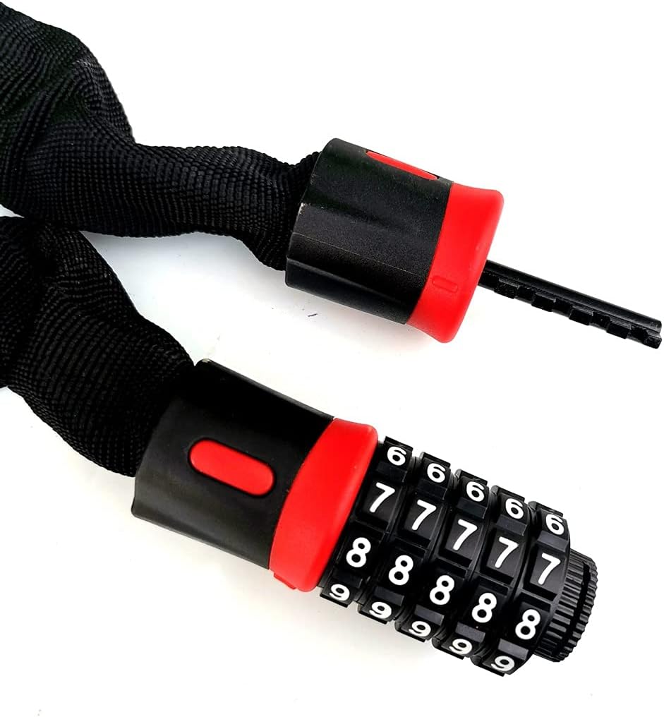 5 Digit Code Combination Bike Security Coded Lock Wiring Bicycle Motorcycle Anti Theft Chain Lock for Bicycle Glass Door (Color : Black)