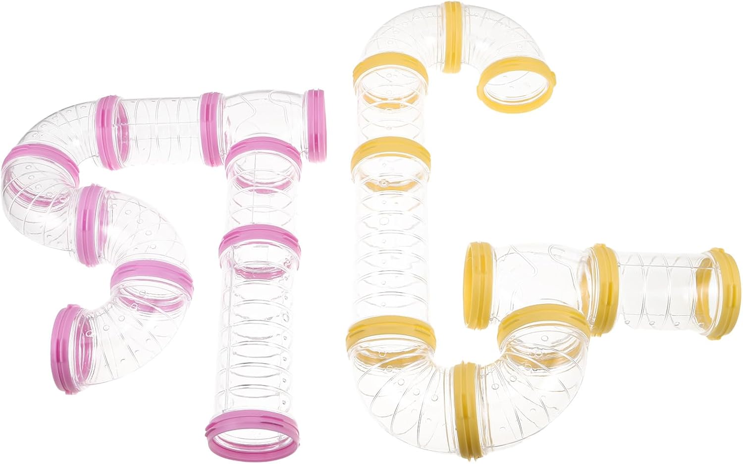 Cabilock 2 Sets Hamster Tunnel with Plastic Tubes and Cage Connectors, DIY Exploration Hideout for Small Animals, Expandable Hamster Cage Accessories for Adventure and Exercise
