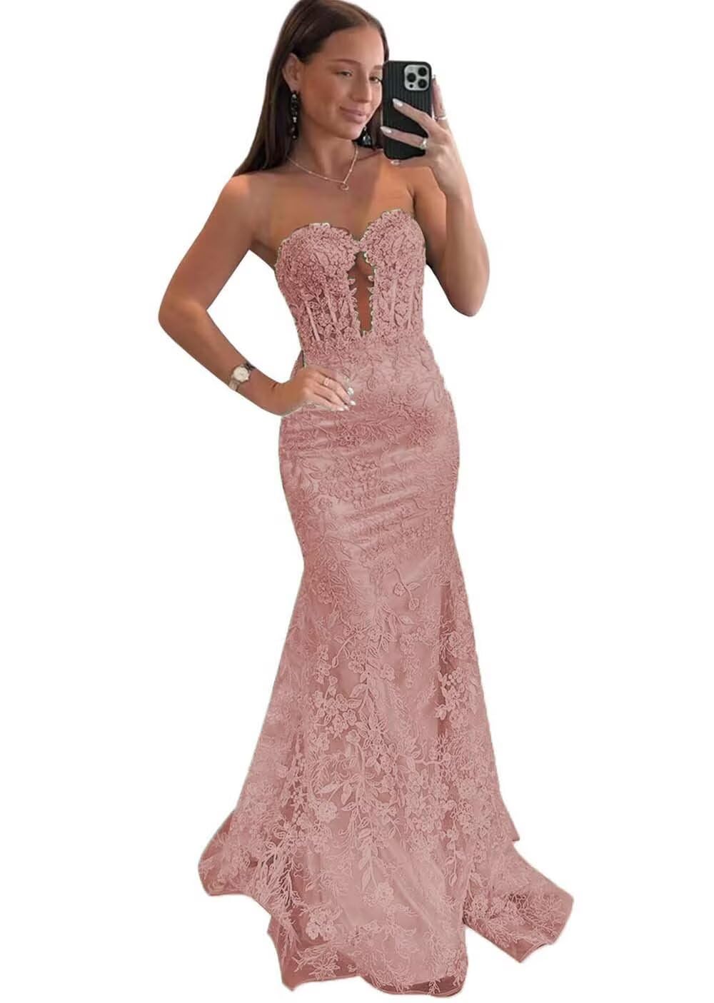 Laces Appliques Mermaid Prom Dresses 2026 for Women Strapless Tulle Corset Long Ball Gown Evening Party Dresses