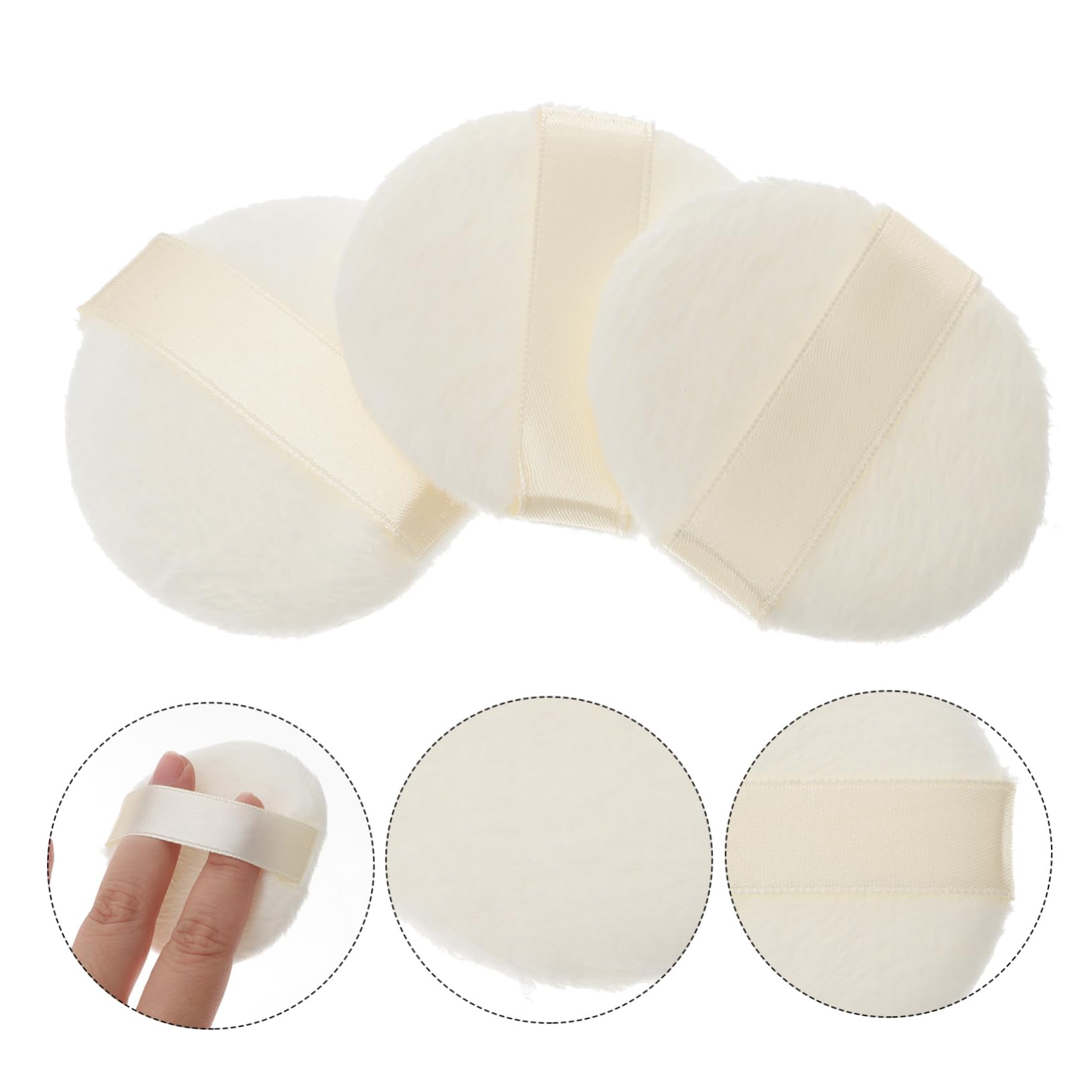NIYANGLE 3 Pcs Short Plush Dusting Powder for Foundation Body Powder Application Comfortable Fluffy Talcum Sponge
