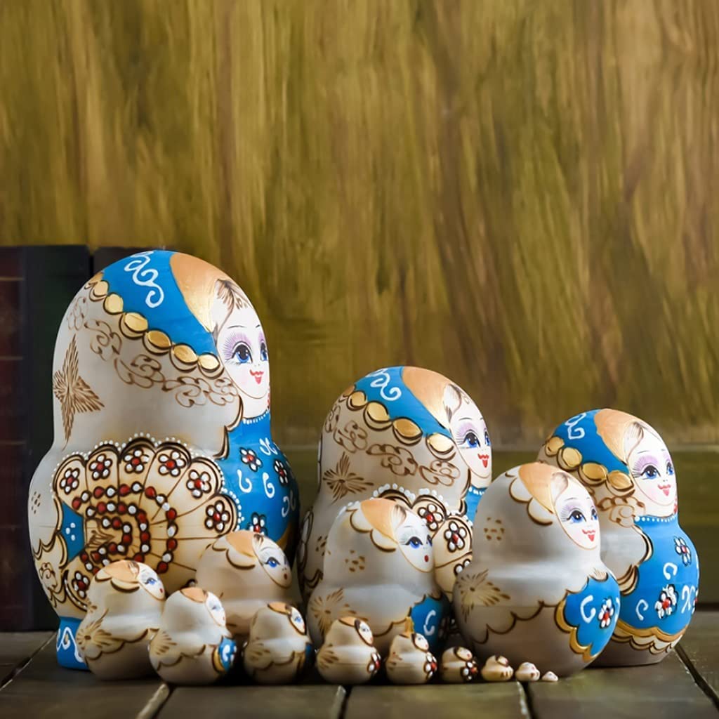 Matrioszka Russische Nesten Poppen Meisje Patroon 15 Pc Matryoshka Stapelen Geneste Set Houten Handgemaakte Baboushka Nesten Poppen voor Kinderen zabawny prezent