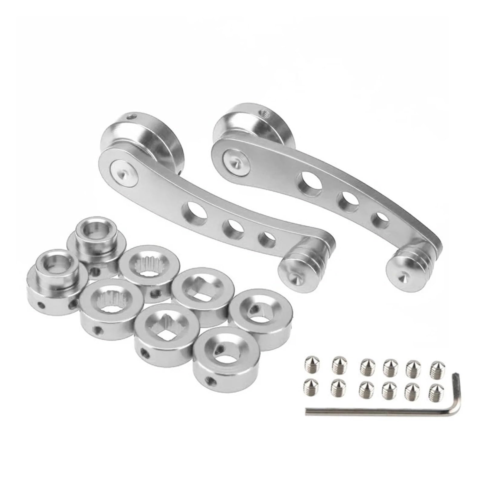 SAMWDK Glass Lifter 1Set Universal Car Window Handle Winder Riser Replacement Winder Crank Riser Window Handles Aluminum Alloy Car Window Regulator(Silver)
