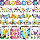 Yexiya 4 Rolls 131 ft Spring Bulletin Board Borders Flower Bird Bulletin Board Decorations Bee Butterfly Scalloped Trim Seasonal Decorations for Preschool Classroom Chalkboard Door Windows