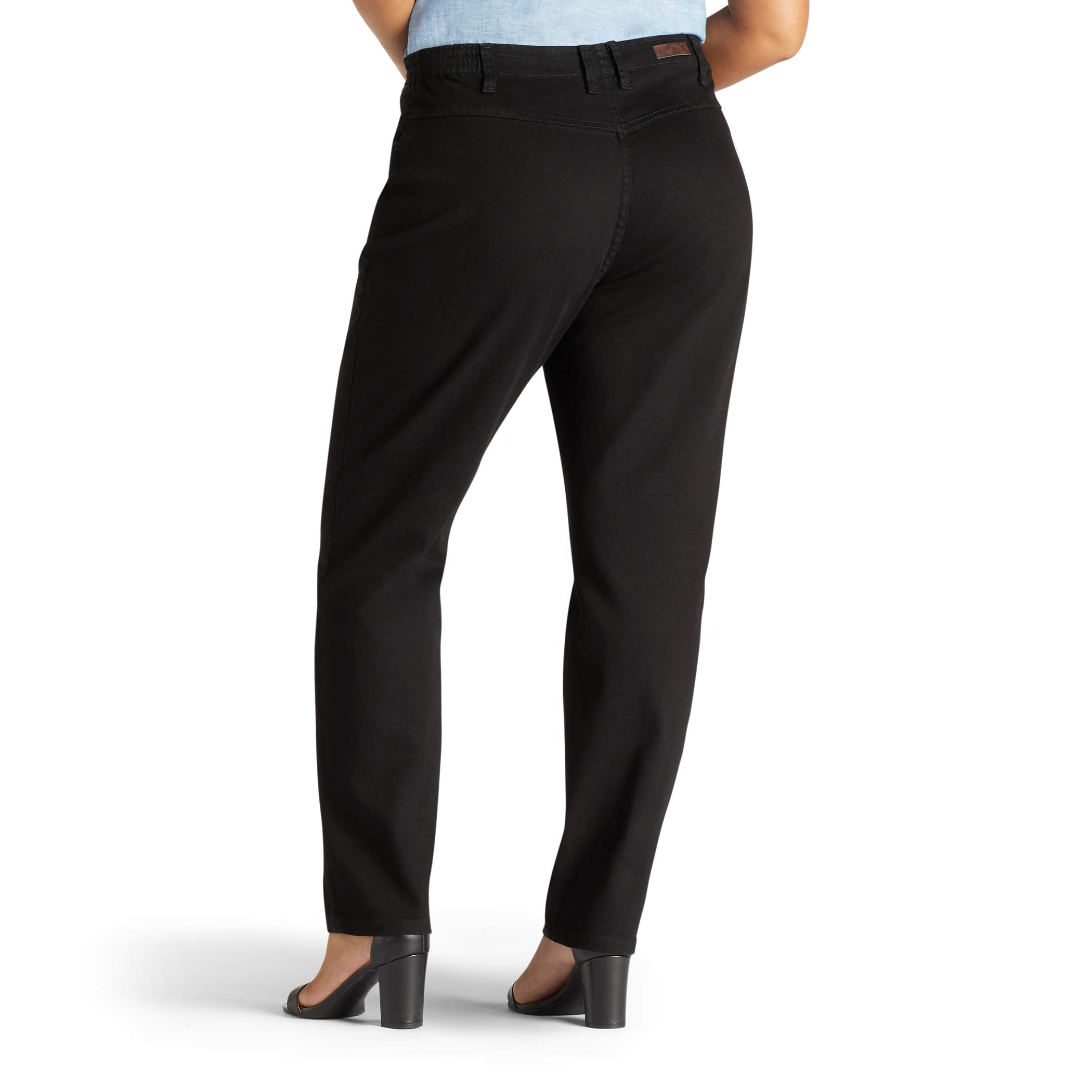 Lee Women's Plus-Size Relaxed Fit Side Elastic Tapered Leg Jean, Black Stretch, 22W Long – Ansicht 2